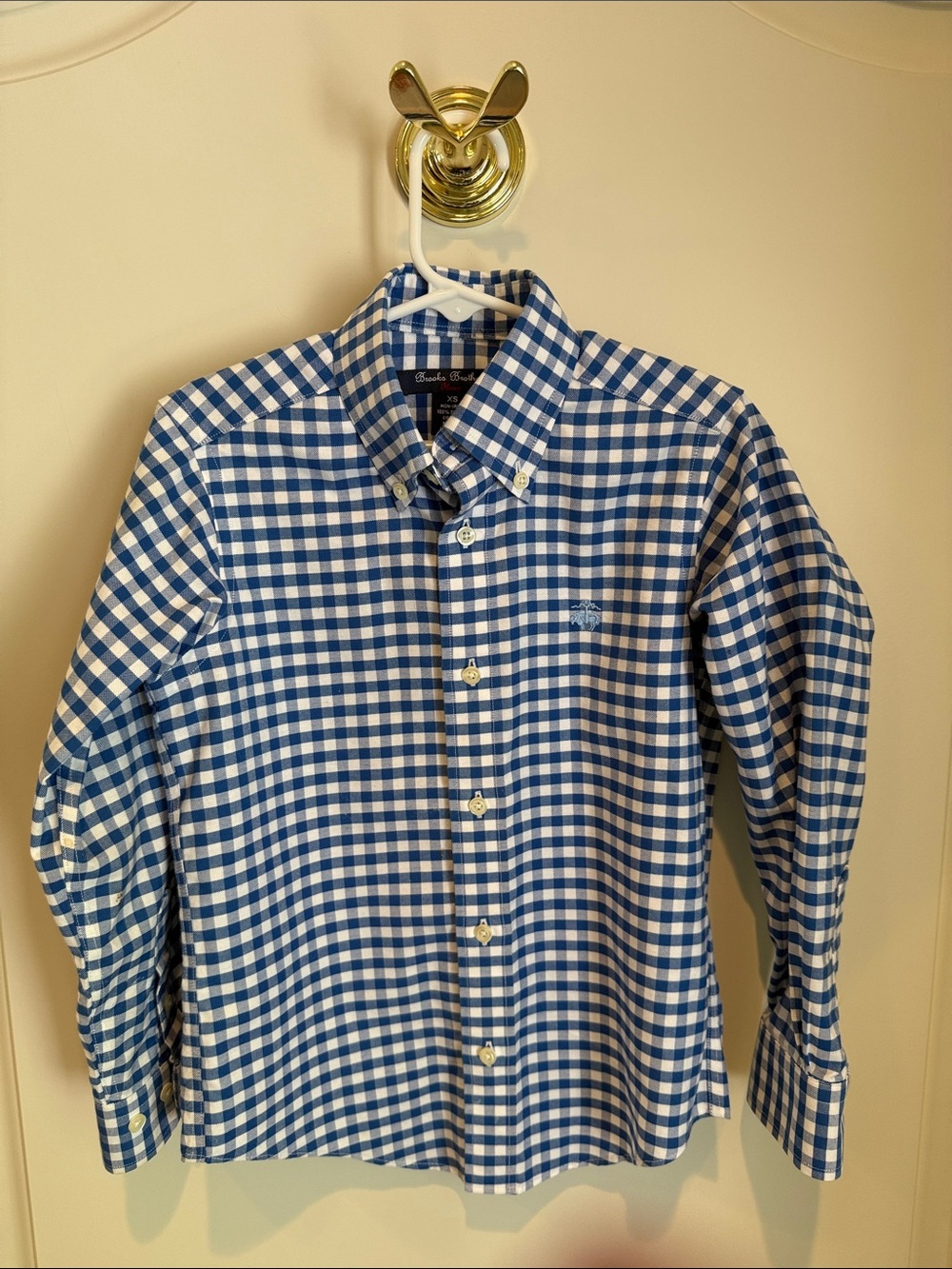 Brooks Brothers Boys Blue and White Gingham Button-Down Shirt